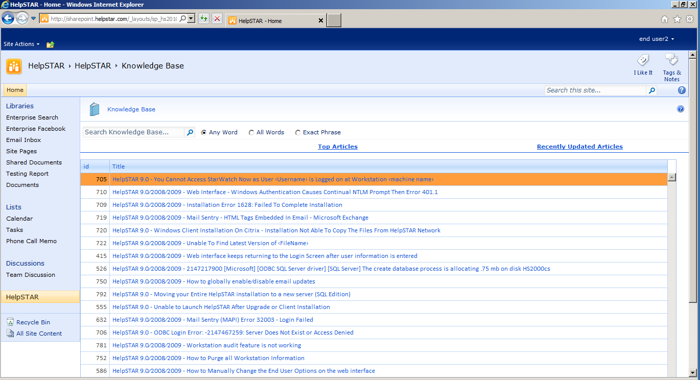 SharePoint Knowledge Base Search